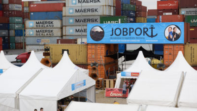 Eingang Jobmesse Jobport ContainerLove bayernhafen Nürnberg