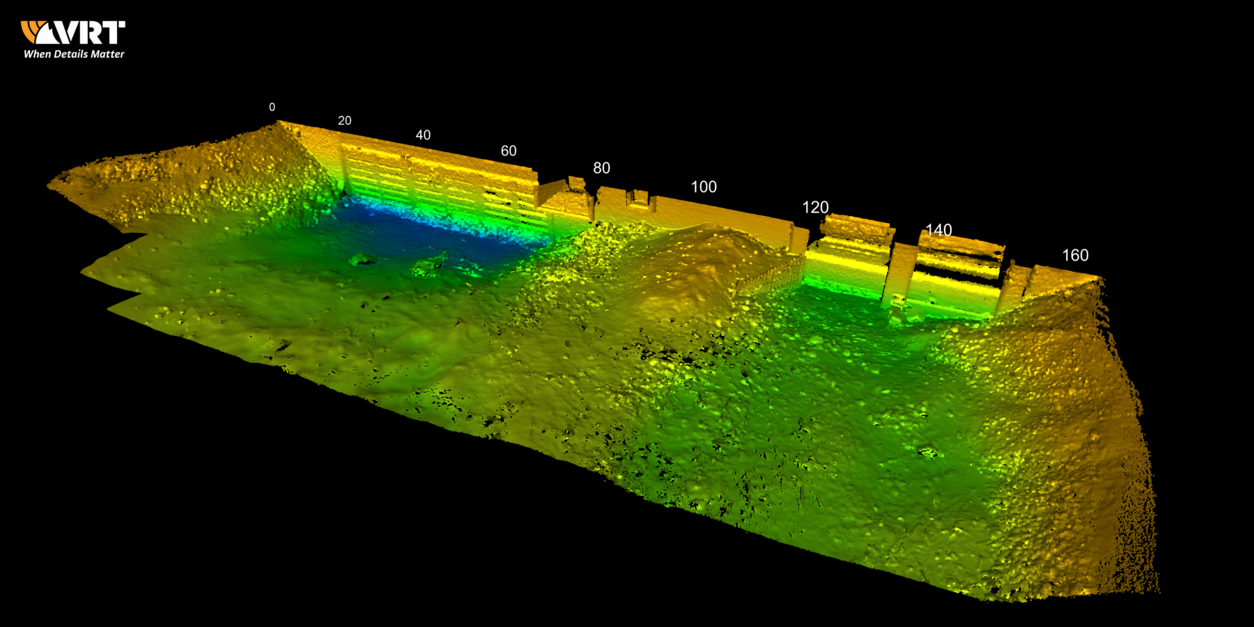 Unterwasserbild hochauflösendes Sonar Wasserkraftwerk
