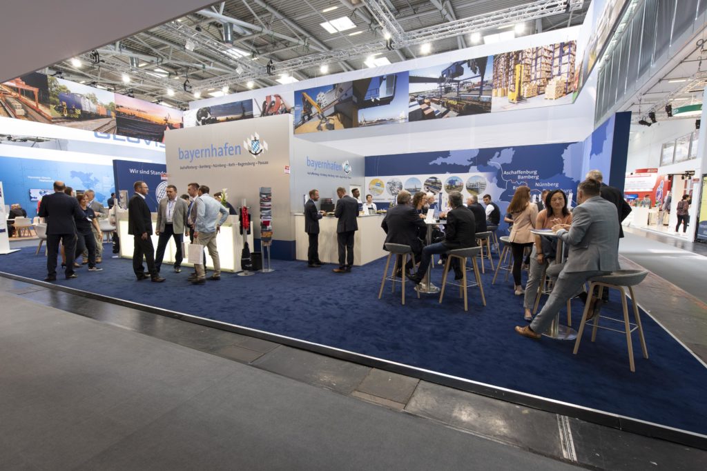 Gesamtansicht des Messestands von bayernhafen transport logistic 2019