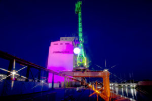 bayernhafen Bamberg Hafenfest 2012 Lichtinstallation Hafenkran