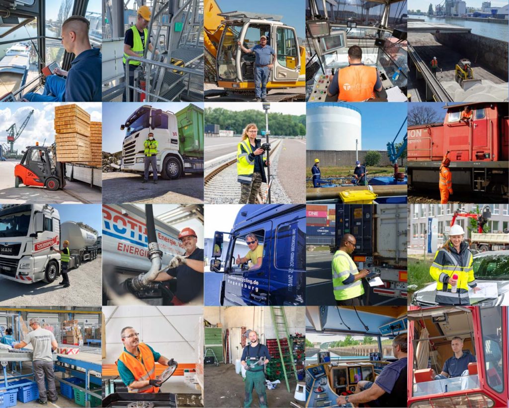 Collage Menschen im Hafen