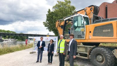 Baubeginn Hochwasserschutz bayernhafen Regensburg