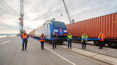 Lok TFG Containerzug Eröffnung bayernhafen Passau