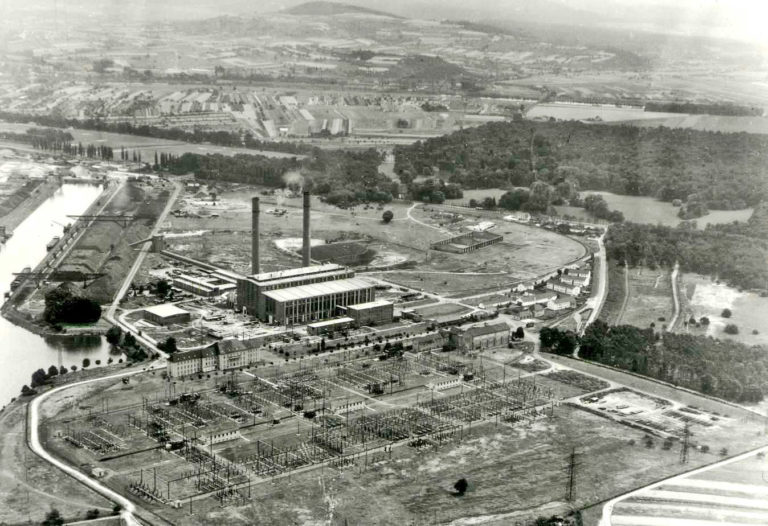 Luftbild bayernhafen Aschaffenburg Kohlekraftwerk