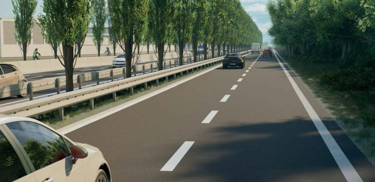 Visualisierung B 26 - Darmstädter Straße Fahrtrichtung Stadteinwärts