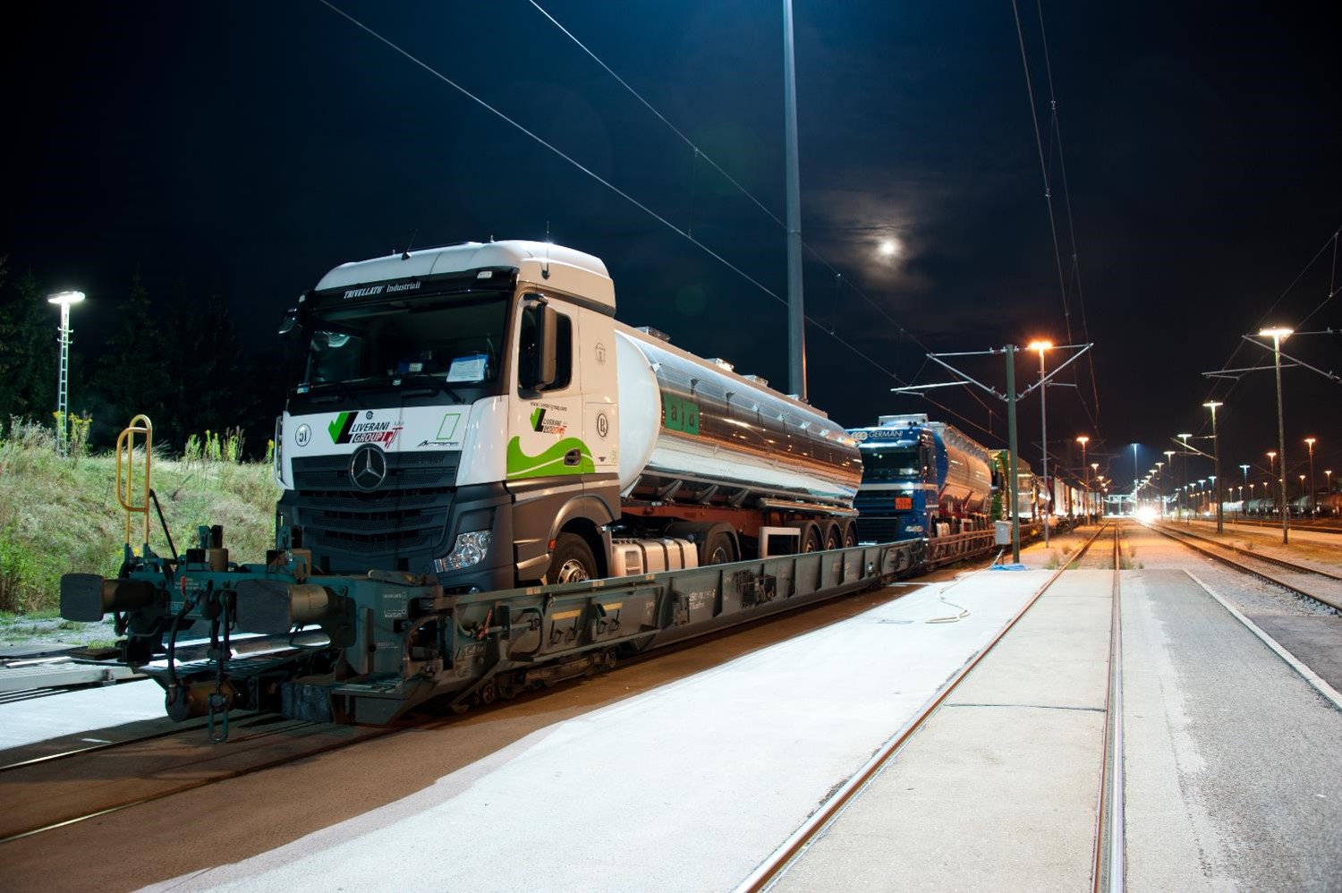 Hafenbahnhof Nacht RoLa Zug