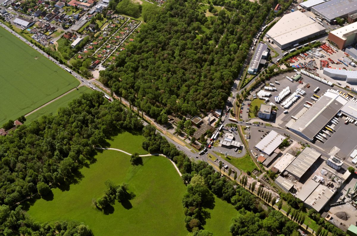 Luftbild bayernhafen Aachaffenburg